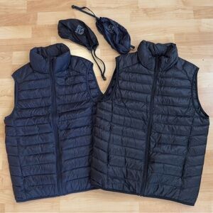 2 Uniqlo Men's Ultra Light Down Packable Puffer Vests - Size XS (Black & Navy)